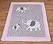 Boutique Baby Pink Gray Elephant 14 Pieces Nursery Crib Bedding Sets - Including Musical Mobile