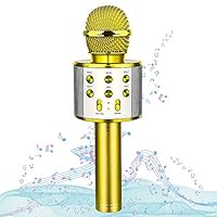 HahaGift Toys Birthday Gifts for 3 4 5 6 7 8 9 Year Old Girls, Bluetooth Karaoke Microphone for Kids Toys for 3-14 Year Old Girls Boys Gold