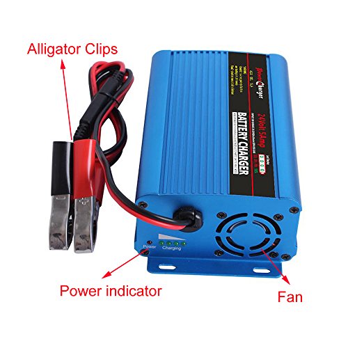24V 5Amp Automatic Battery Charger Maintainer, Car Battery Charger Maintainer with Alligator Clips for Scooter, Wheelchair, Motorcycle, eBike, Lawn Mower Electric Tools Emergency Light etc - Thumbnail 3