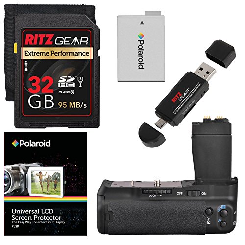 Meike XBGCT2 Digital Power Battery Grip for Canon EOS Rebel T5i, T4i, T3i & T2i, Ritz Gear Extreme SD 32GB U3 Memory Card, Screen Protector, Ritz Gear Card Reader, and Accessory Bundle - Thumbnail 7