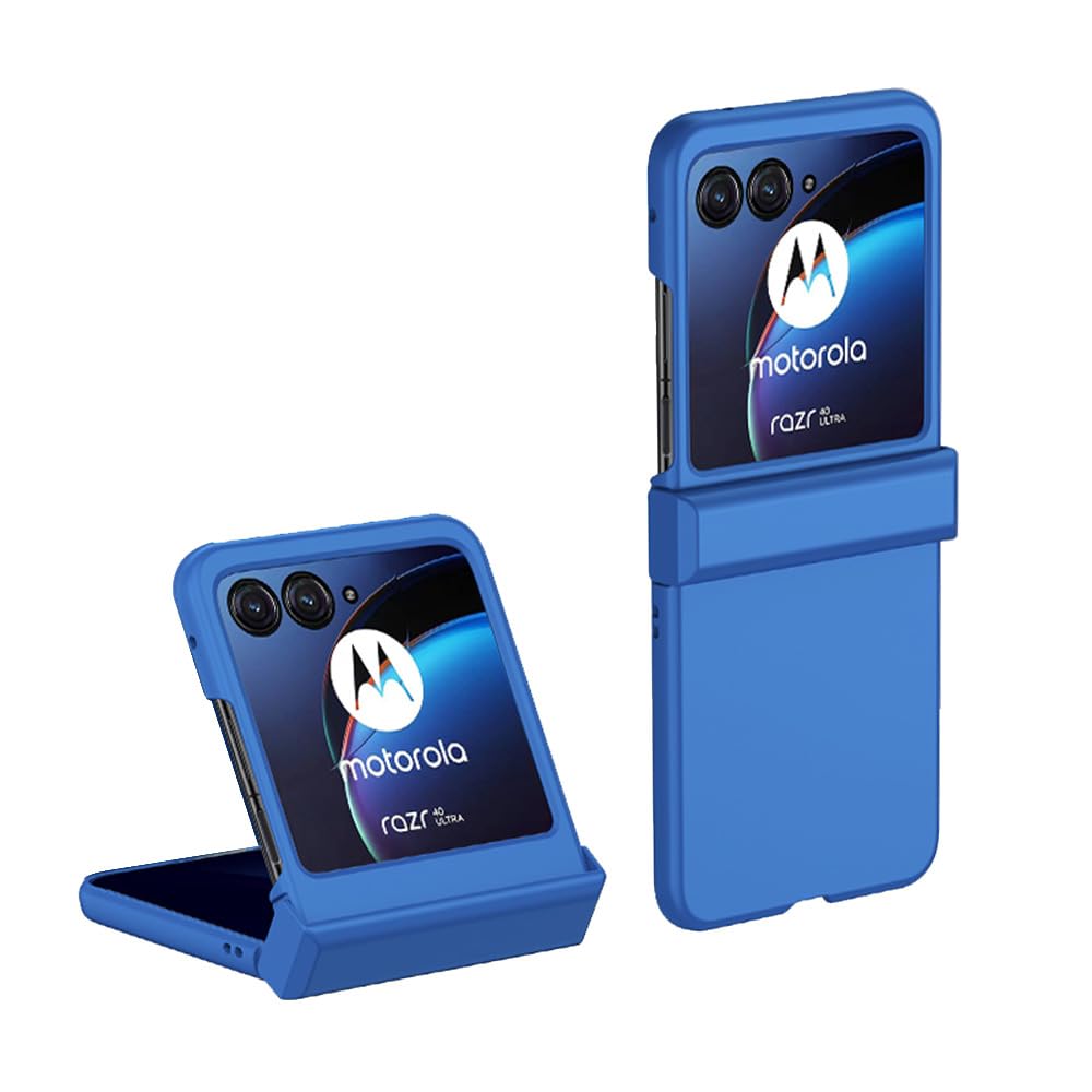 QINOUK Case for Motorola Razr 50 - Shockproof, Hinge Protection, Ultra-thin PC Case - Anti-Scratch Protective Flip Case - Blue