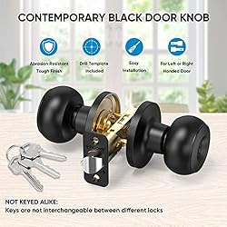 TICONN Round Door Knobs, Ball Door Knob with Dead