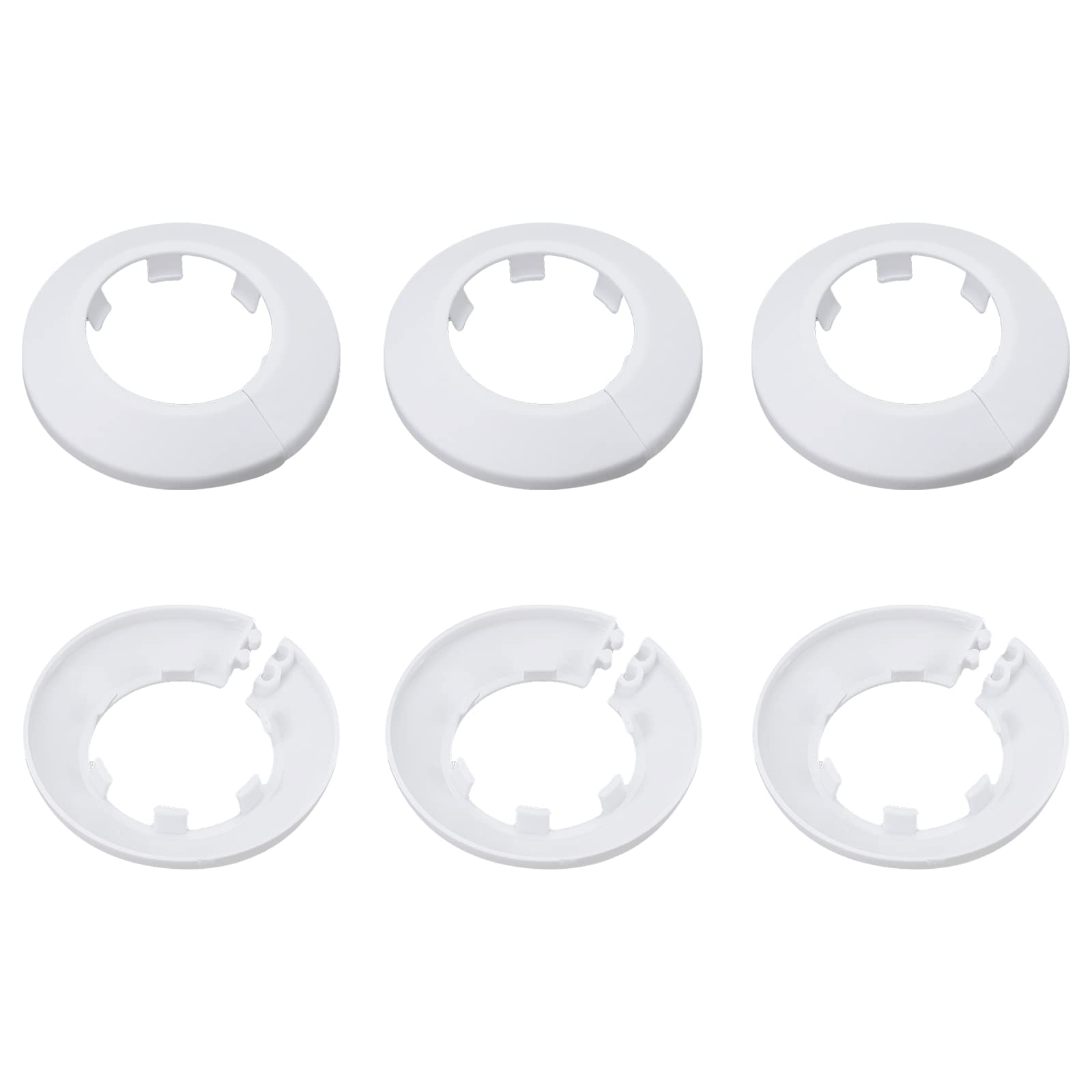 DTGN 72x13mm(DxT) Pipe Cover Decoration - 6Pack - Good for Bathroom Kitchen 40mm Dia Pipe - PP Plastic Escutcheon - White