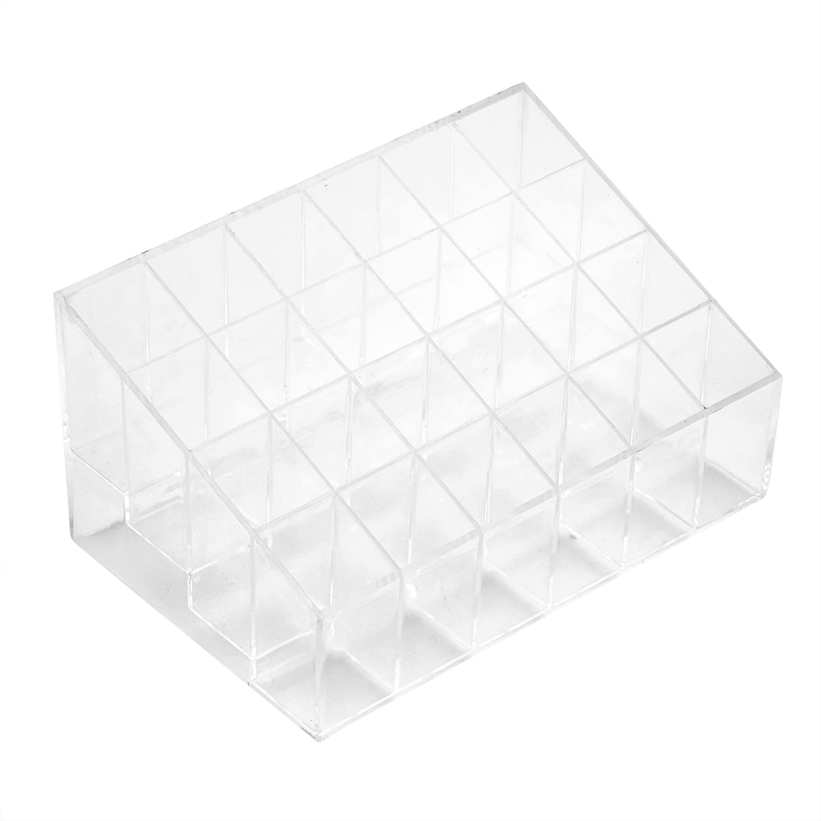 Garosa Lipstick Holder 24 Grids Clear Plastic Lip Gloss Case Makeup Organizer Storage Stand for Cosmetics Display and Countertop Organization