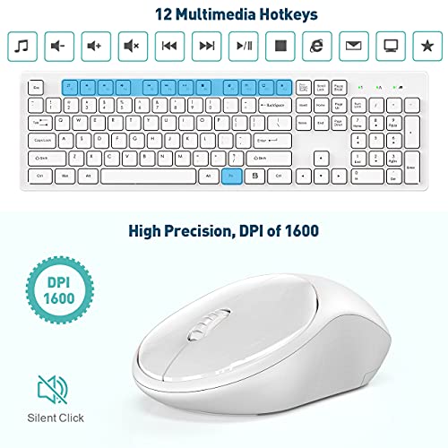 RATEL Wireless Keyboard Mouse Combo, 2.4GHz Slim FullSized Silent