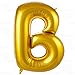 AFTERLOON® 42 inch Giant Jumbo Helium Foil Mylar Alphabet Balloons for Graduation Anniversary Celebration Bridal Shower Wedding Birthday Party Decorations, Premium Quality, Glossy Gold, Letter B