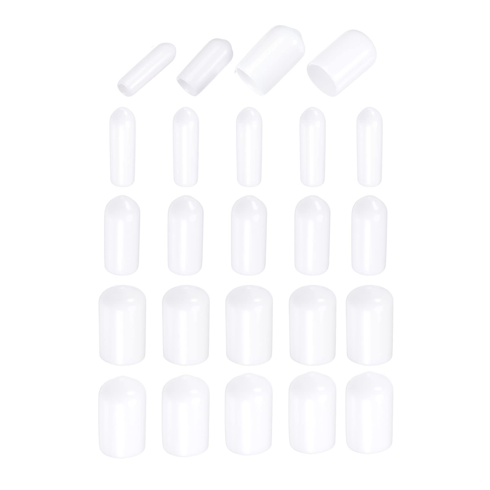 DMiotech 80 Pack 1/8" 1/4" 3/8" 1/2" ID White Screw Thread Protectors Rubber End Caps Bolt Covers for Screw Bolt Furniture Pipe