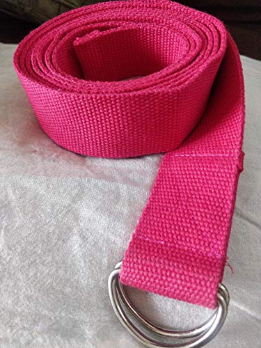 Durable Handwoven Cotton Yoga/Exercise Strap or belt for stretching, general fitness, flexibility, yoga, physical therapy - Pink