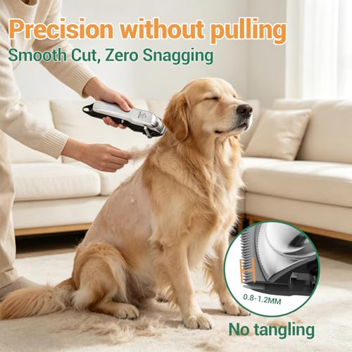Professional Clippers for Dogs and Cats Wireless Silent LED Display | Pet Clipper for Long and Thick Hair Stainless Steel Blades 6 Combs Motor Guide 7000 RPM Pet Grooming Kit