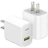 2 Pack USB C Charger Block, Dual Port Type C Wall Charger Fast Charging 20W Power Adapter Cube for iPhone 14/14 Pro/14 Pro Ma