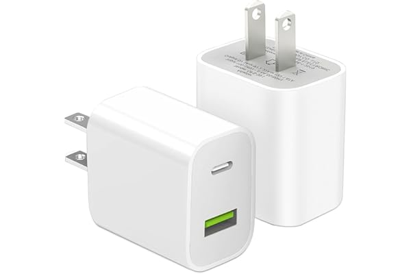 2 Pack USB C Charger Block, Dual Port Type C Wall Charger Fast Charging 20W Power Adapter Cube for iPhone 14/14 Pro/14 Pro Ma