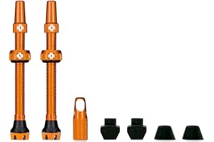 Muc-Off Tubeless Valves V2, Orange 44mm - Tubeless Valve Stems with Valve Core Removal Tool for Tubeless Tires - Includes Pre
