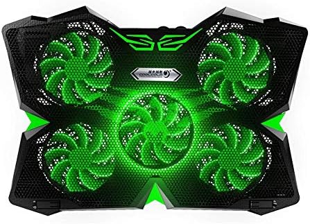 Laptop Cooling Pad Cooler，Gaming Laptop Cooling Pad with 5 Fans at 1400rpm, Ultra-Portable and Ultra-Light，15.6"-17" ，Quiet (Green)