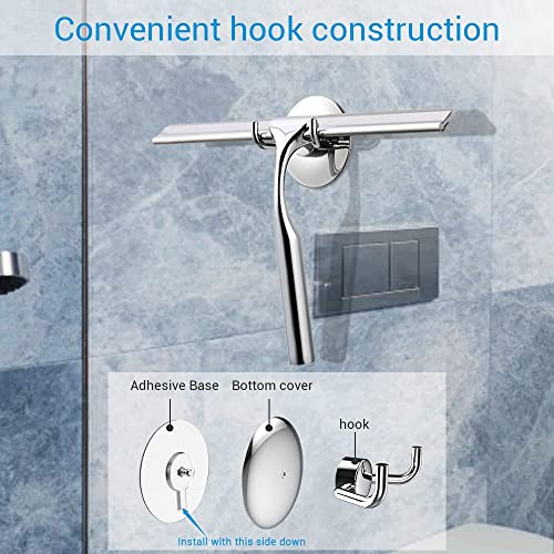 Quntis Escobilla de Silicona para Ducha con Mango de Acero Inoxidable, escobilla limpiacristales para Ventana de baño, Cocina, automóvil, hogar con Soporte de Pared Profesional