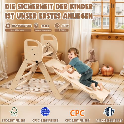CozyLazy 7-in-1 Montessori Indoor Climbing Frame Set, Malleable Climbing Triangle with Slide and Climbing Arch, Ideal for Babies and Toddlers 1-6 Years, Promotes Play, Movement and Creativity