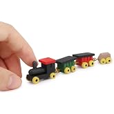 Cutemini Miniature Train Model for Mini Christmas Tree Decor, Multicolor | Wooden tiny train for dollhouse decor, diorama, crafts as a town layout for school project, DIY scene, mini home ornament