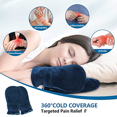 Hilph® Ice Pack Gloves for Hands Injuries, 4 Gel Pack with 2 Soft Wrap