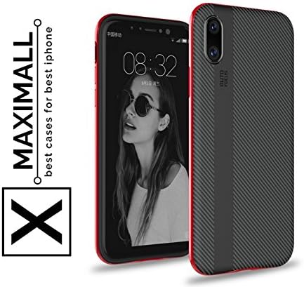 Maximall - iPhone X Case for Man ✅ New Thin Designed Luxury Ultra Slim Fit Light Carbon Men Protection Cover for Apple Iphone 10: carbon fiber case [Support Wireless Charging] [Slim Fit] ✅ (Red)