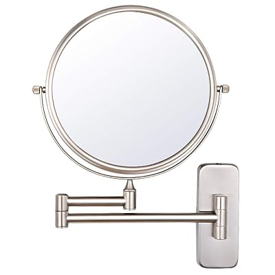 NiceVue Wall Magnifying Mirror Shaving Bathroom Mirror Folding Double Wall Mount Mirror with 10x Magnification,8 Inch Mountable, Nickel Finished