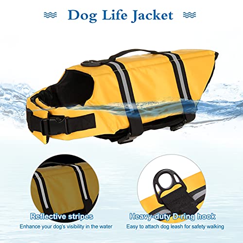 Dogcheer Ripstop Dog Life Jacket, Reflective & Adjustable Dog Swim Life Vest Pet PFD Float Coat