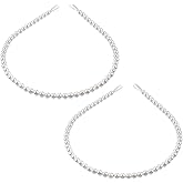 Sorcristy 2 PCS Pearl Headbands for Women, Elegant White Faux Pearl Hair Accessories, Bridal Wedding Party Hair Hoop, Stylish Hairband for Girls Women