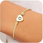ASCONA Valentines Day Gifts for Her Gold Initial Bracelets for Women Non Tarnish Dainty Stainless Steel Heart Letter A-Z Bracelet Adjustable Cuff Bangle Bracelets for Teen Trendy Cute Bridesmaid Birthday Gifts Jewelry