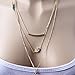TQS Layered Necklaces Long Chain Hamsa Hand of Fatima Evil Eye Necklaces Pendant for Women Sliver