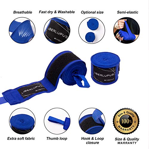 LIBERLUPUS Elastic Professional 120 Inch Hand Wraps for Men Women, Boxing Gloves Martial Arts