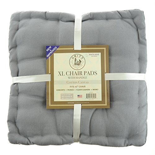 White Dove Chair Pads - Cotton Canvas - Value 4 Pack - Fits 16" Chair - XL Futon - Classic Design, by Unity (Gray)