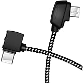 Hanatora Micro-AB to USB C 8.14 Inch Remote Controller Cable for DJI Mavic Mini, Mini SE &amp; Mavic 2 Pro/Zoom, Air, Pro Platinum; OTG Nylon Braided Type C Tablet Data Cord (Type-C Connector)