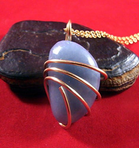 Artisan Cornflower Blue Peruvian Angelite Bronze Pendant #1