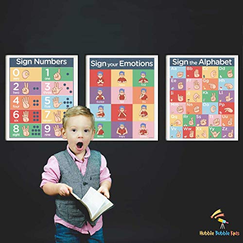 Sign Language Posters for Classroom 3 Pack ASL Alphabet Poster