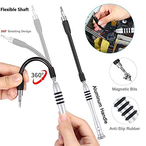 Apsung 110 in 1 Screwdriver Set with Slotted, Phillips, Torx& More Bits, Non-Slip Magnetic Precision Electronics Tool Kit for Repair iPhone, Android, Computer, Laptop, Watch, Glasses, PC etc (Yellow)