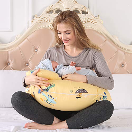 Multifunctional Pregnancy Pillow & Breastfeeding Pillow + Inner Cushion. Cover 100% Cotton, Filling 100% Polyester, Baby Nest, Nursing Pillow, Maternity Pillow (Toy Car, 42 inch)