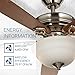 Hyperikon Indoor Ceiling Fan with Remote Control - 52-inch Brushed Nickel Ceiling Fan Fixture, Energy Star - Five Wood Blades and Frosted Dome Light - Bulb Not Included