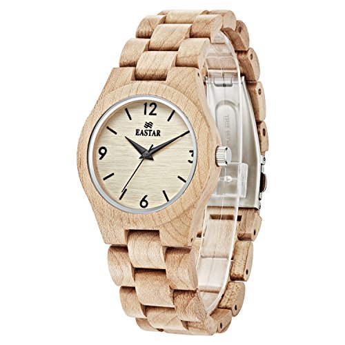 Women Leather Wooden Watch Brown Lightweight Wrist Watch Handmade Wood Watch Great Gifts for Girls (Women, Cowhide Leather Strap) (Wooden Band)