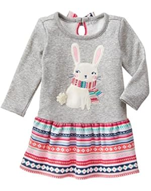 Baby Girls' Grey Bunny Cozy Fleece Dress