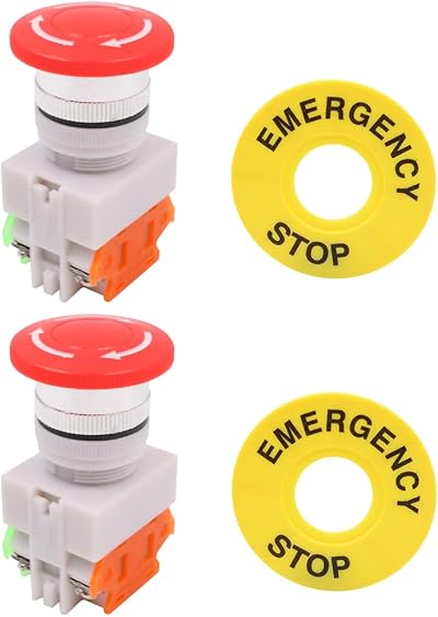 WANGCL 2PCS Emergency Stop Rotary Switch 1NO 1NC 22mm LAY37-11ZS