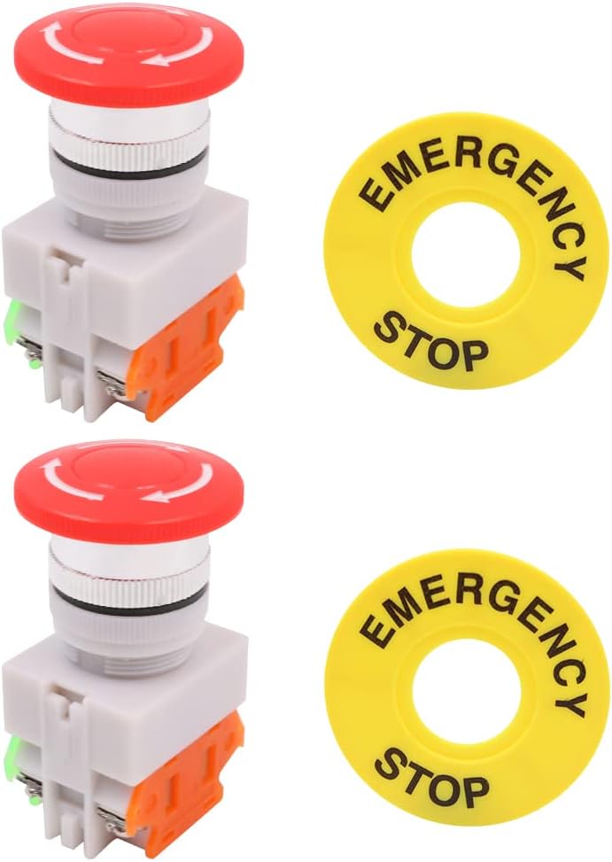 WANGCL 2PCS Emergency Stop Rotary Switch 1NO 1NC 22mm LAY37-11ZS