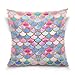 ALAZA Colorful Fish Scale Cotton Pillowcase 16 X 16 Inches Twin Sides, Rainbow Mermaid Scale Pillow Case Sham Cover Protector Decorative for Home Hotel Couch Ded