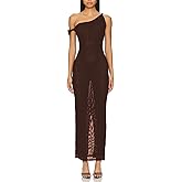 JLCNCUE Women's One Shoulder Formal Dress with Back Slit Sexy Mesh Bodycon Maxi Dress One Twist Shoulder Beach Cover Ups 387