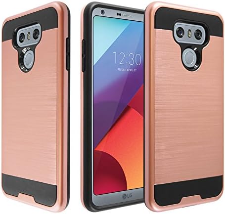 LG G6 Case, Onyxii Hybrid Dual Shockproof Layer Brushed Texture Slim Protector Cover for LG G6 - Rose Gold