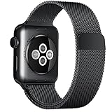 Smart Watch Band, YMCCOOL Fully Magnetic Closure Clasp Mesh Loop Stainless Steel iWatch Band Replacement Bracelet Strap for Apple Watch 38mm Black