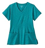 Jockey Ladies Tone-on-Tone Medical Uniform Scrub Top Leopard Tonal Embossed