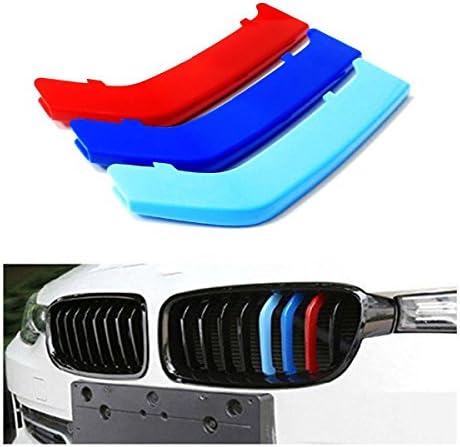 TSWNE M-Colored Grille Insert Trims for F30 F31 3 Series 320i 328d 328i 335i M-Performance Black Kidney Grilles (8 Beams)