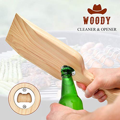 Woody Wood Grill Scraper Natural Cedar Wood BBQ Grate Cleaner Tool
