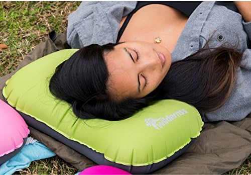 Wildernss Inflatable Camping Pillow + Ultralight Stuff Bag + Screw Locking Carabiner - Excellent Choice for Camping, Travel, Go Bags, Hiking Essentials or Backpacking Gear