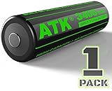 ATK 3.7v 18650 Battery | Built-in PCB Protection Board | 3400 mAh Li-ion Rechargeable Batteries (1-Pack)