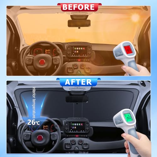 [Upgrade] BSTW Folding Sun Shade for Fiat Panda Cross/City Cross/Hybrid 2020-2025 Windscreen Cover with UV Protection and Thermal Sun Shade Panda Accessories