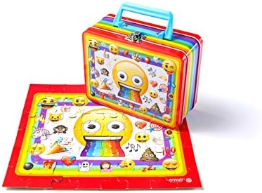 DaHo Tin Lunch Box with Jigsaw Puzzles Inside 48 pc (Emoji Rainbow)